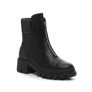 Womens Center Zip Boots Black Lug Chunky Heel Platform Mix No 6 Sasha Size 8